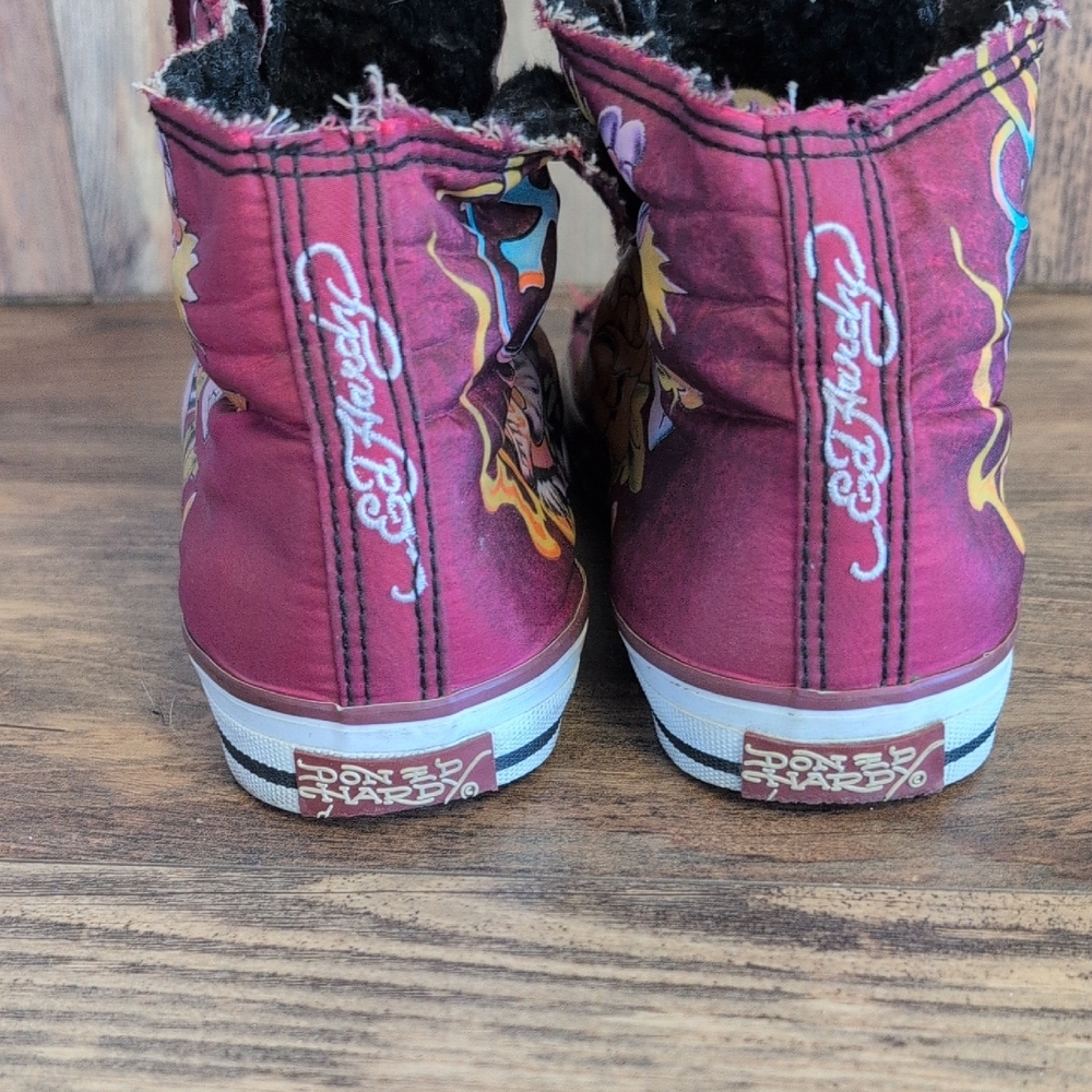 Ed Hardy Tattoo Roses True Love Vintage High-Top Sneaker 8                M530 - Picture 4 of 9